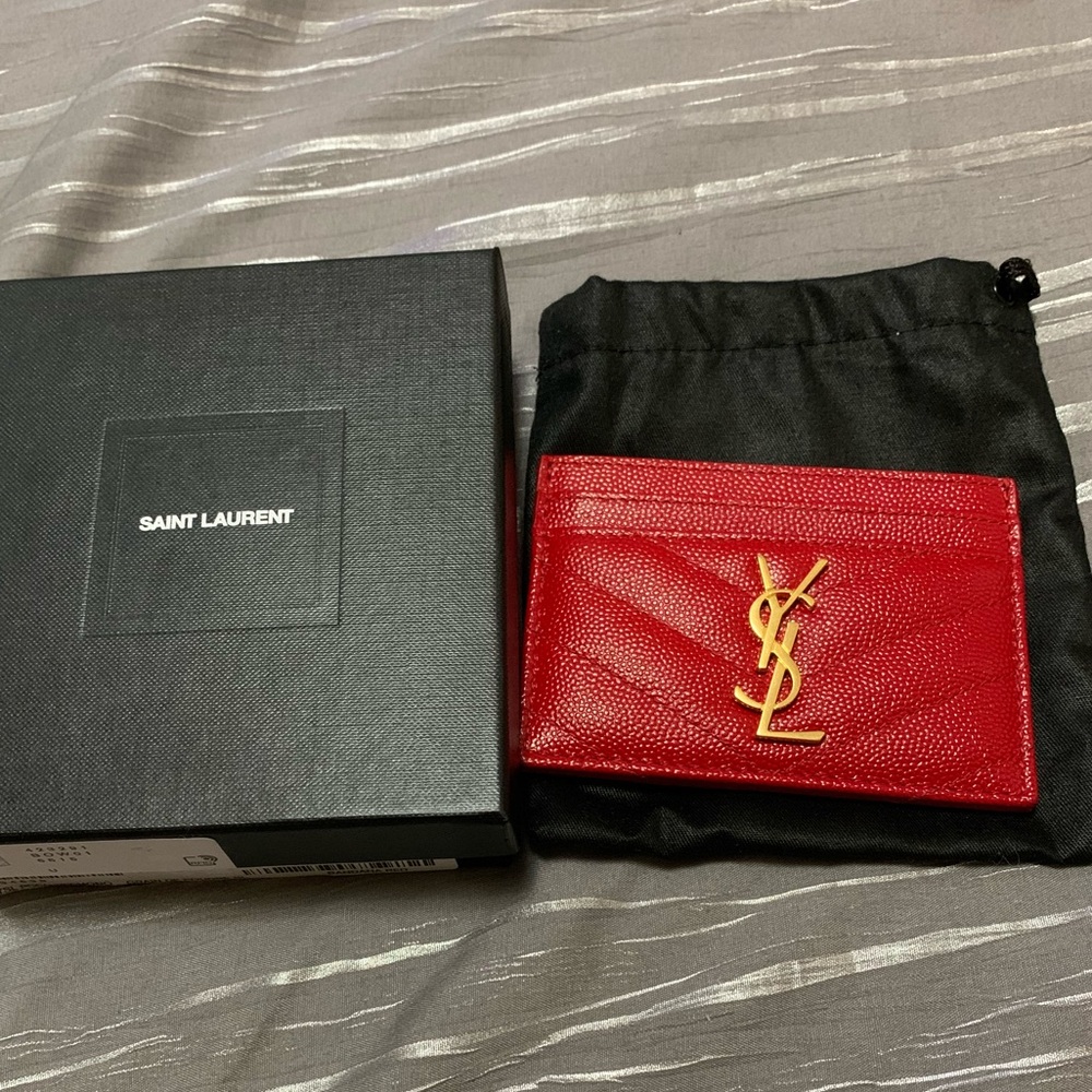 YSL Saint Laurent Card Case in Bandana Red!